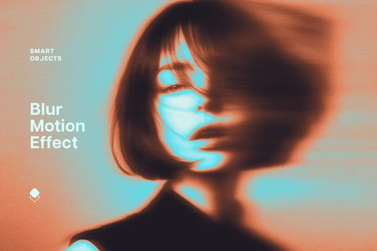 复古梦幻动感模糊拖影迷幻失真重影艺术人像后期ps特效样机模版 Dreamy Blur Photo Effect