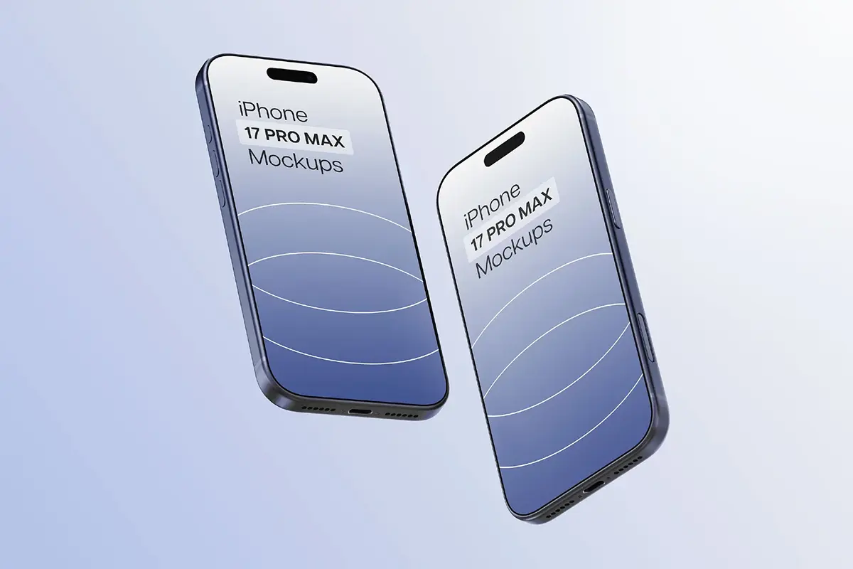 10款iPhone 17 Pro Max苹果手机UI界面设计作品展示效果图ps样机 iPhone 17 Pro Max Mockup Set