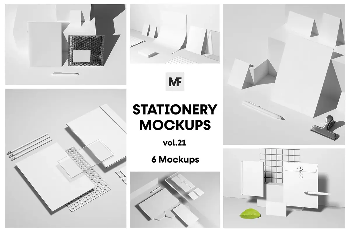 公司信封名片纸张文件夹品牌文具模型展示设计贴图ps样机模板 Stationery Products Mockups vol.21