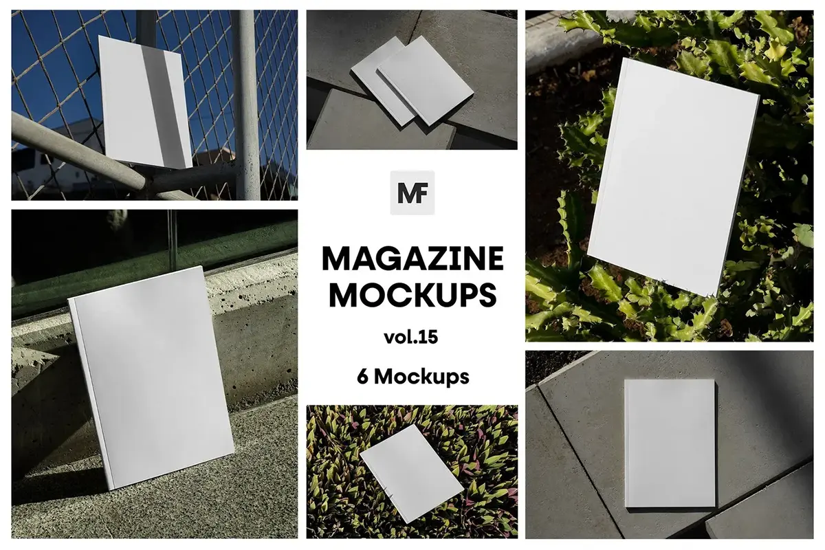 6款杂志封面模型展示设计贴图ps样机模板 Magazine Cover Mockups vol.15