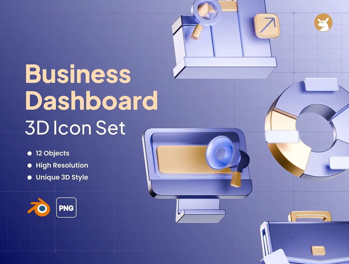 12款3D立体卡通商业金融银行支付插图插画icon图标png免抠图片 Business Dashboard 3D Icon
