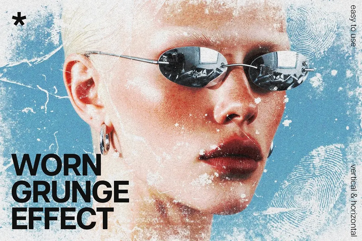复古做旧粉尘指纹磨损划痕海报照片后期ps特效样机模板 Worn Grunge Photo Effect