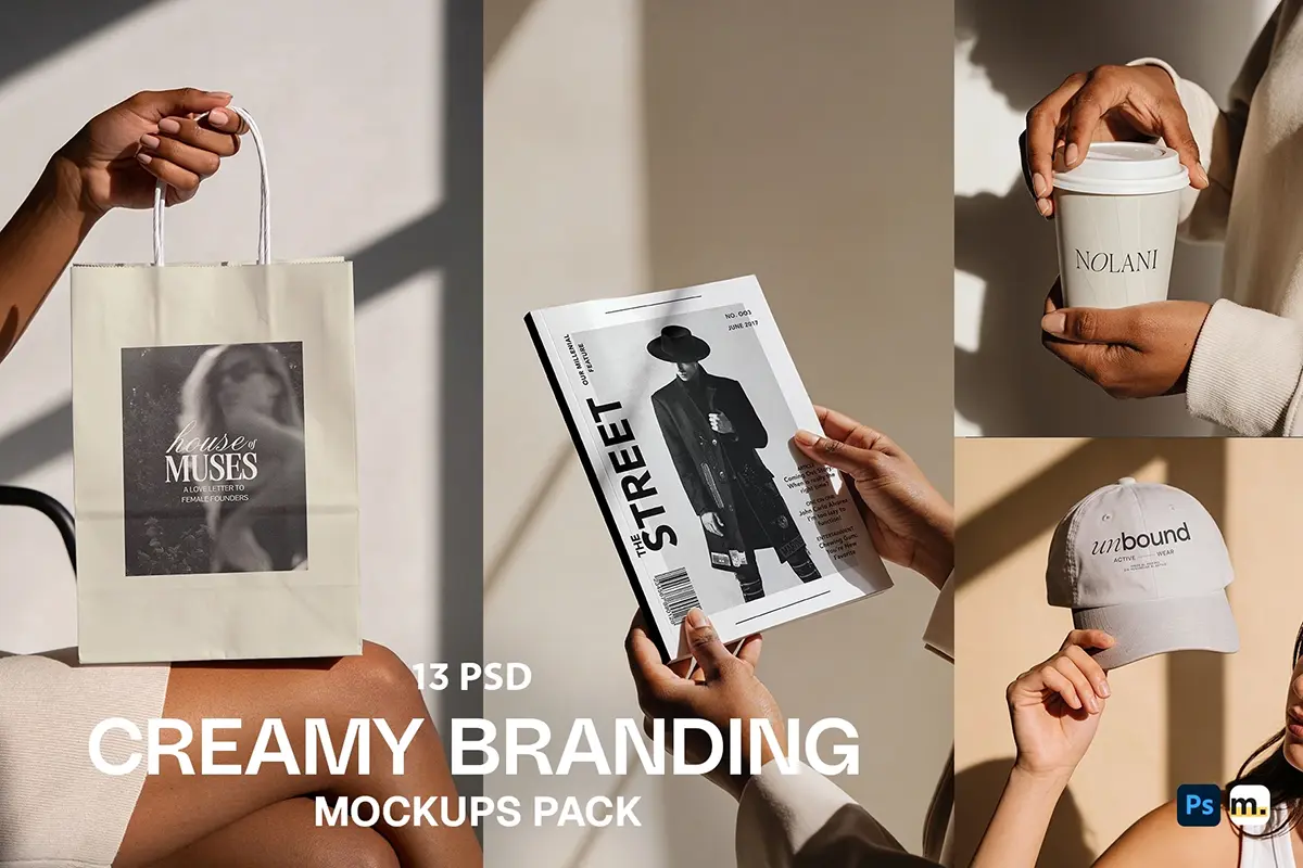 13款手提帆布包环保袋印刷品设计贴图ps样机素材场景展示效果 Clean Lifestyle Branding Mockup Bundle